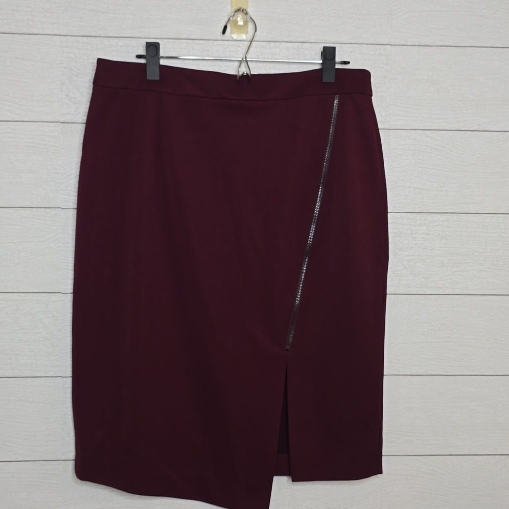 Halogen Asymmetric Hem Zipper Pencil Skirt